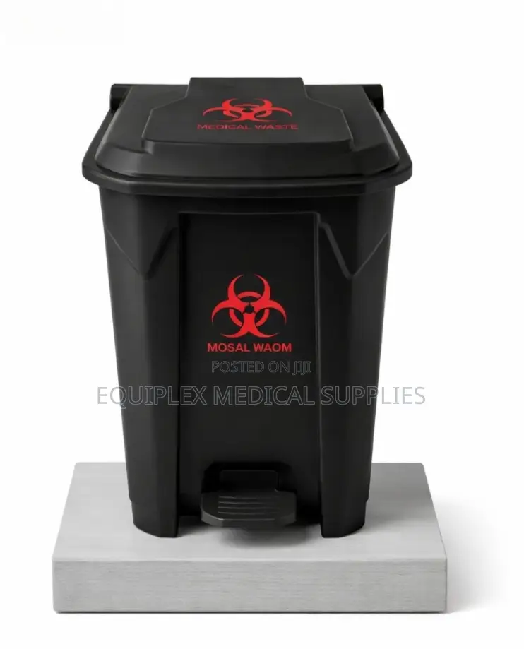 30l Black Biohazard Pedal Bin / Waste Bin
