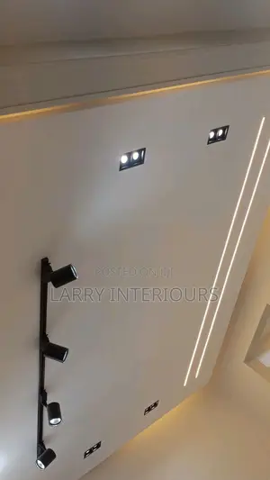 Modern Gypsum Ceiling Designs With Profile Lights Chandeliers