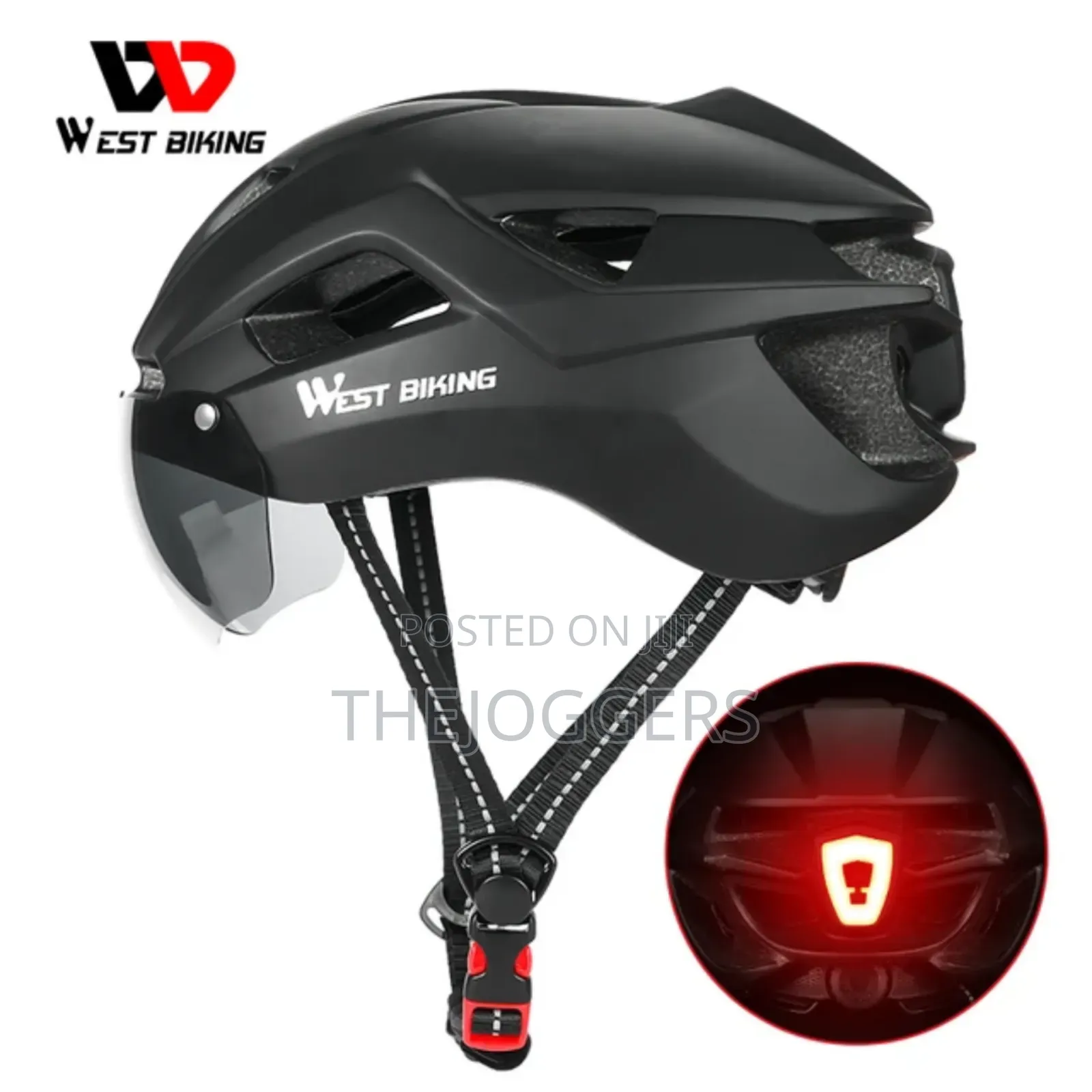 West Biking Bicycle Helmet With Taillight Goggles Sun Visor Lens