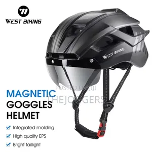 West Biking Bicycle Helmet With Taillight Goggles Sun Visor Lens