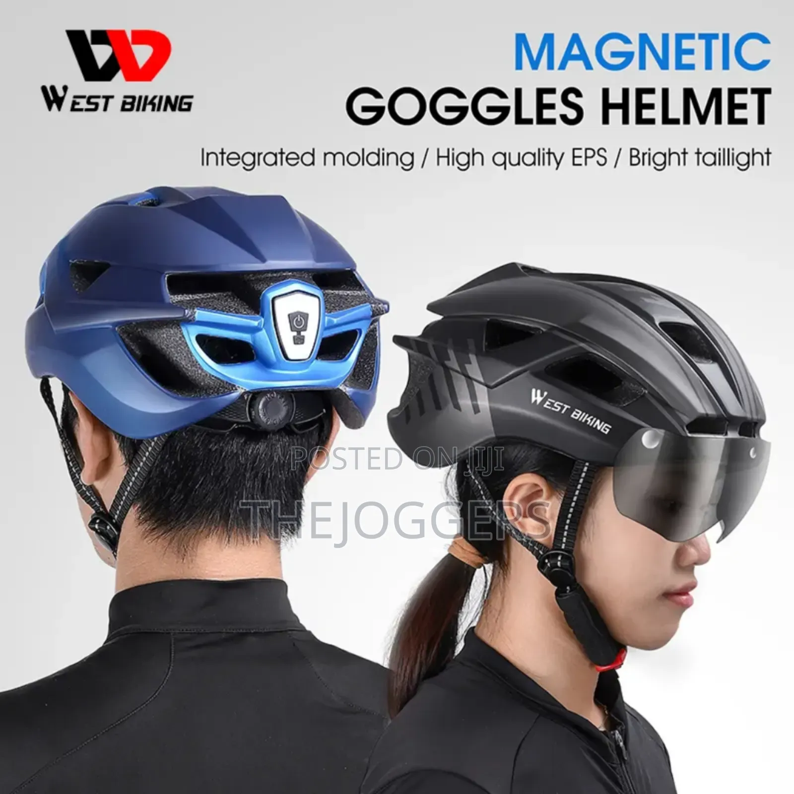 West Biking Bicycle Helmet With Taillight Goggles Sun Visor Lens