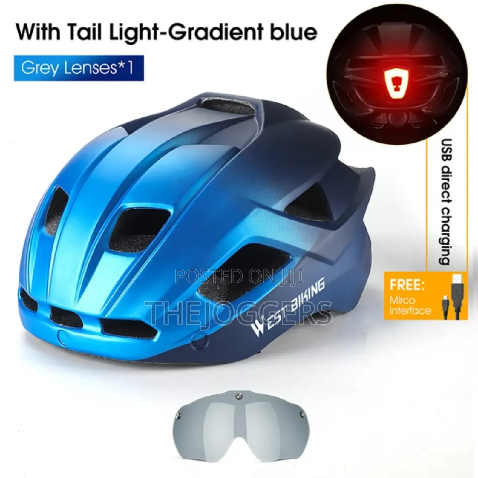 West Biking Bicycle Helmet With Taillight Goggles Sun Visor Lens