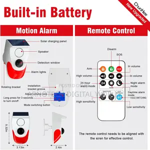 Adjustable Motion Sensor Loud Siren Security With Remotecontrol Alarm
