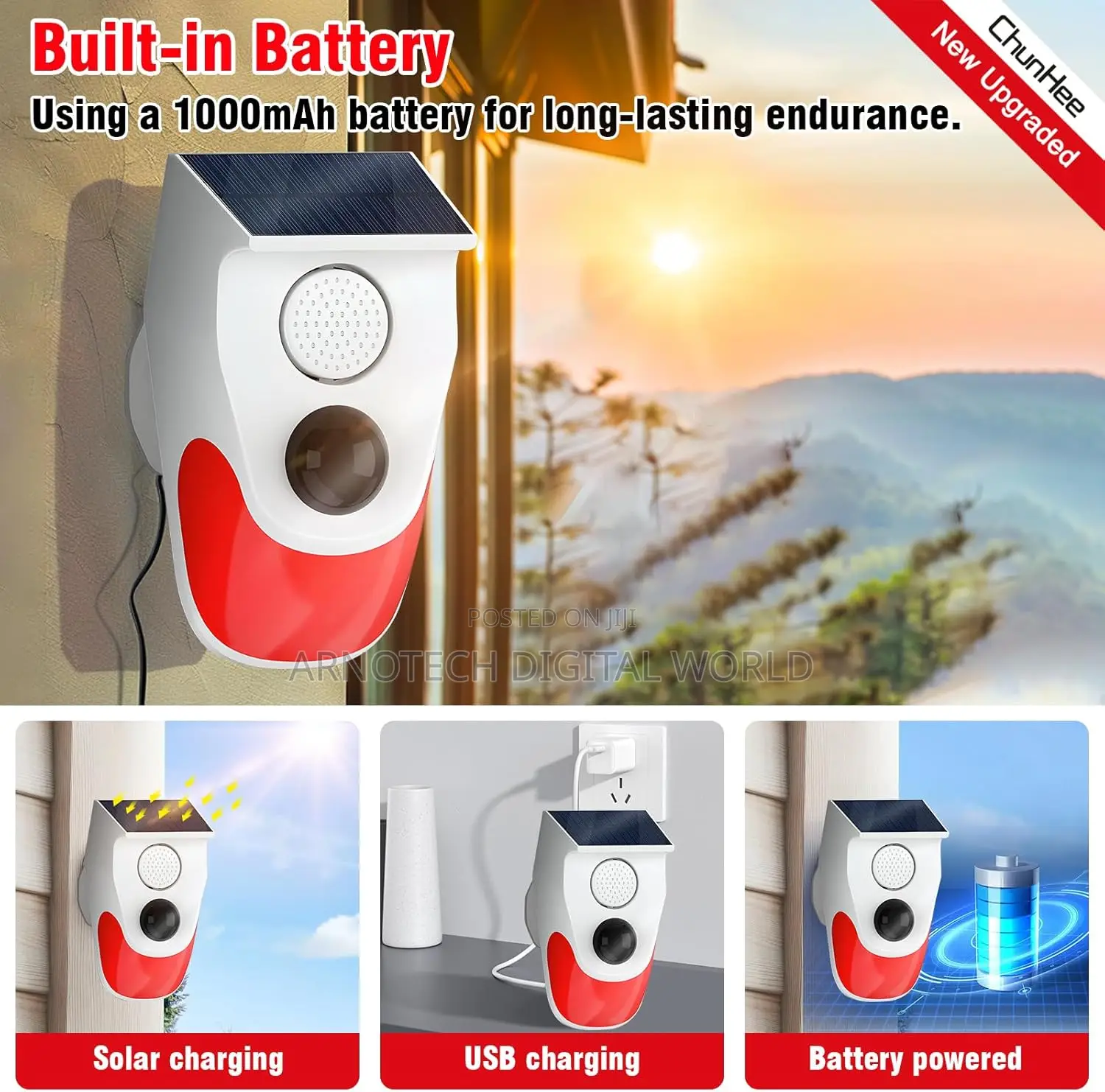 Adjustable Motion Sensor Loud Siren Security With Remotecontrol Alarm
