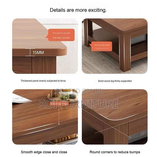 Coffee Table; Wooden Mahogamy Home Office Coffee Table - thumbnail 3