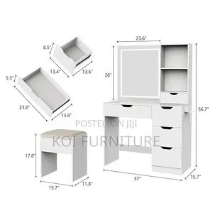 Dressersett; White Elegant Home Dressing Vanity Set