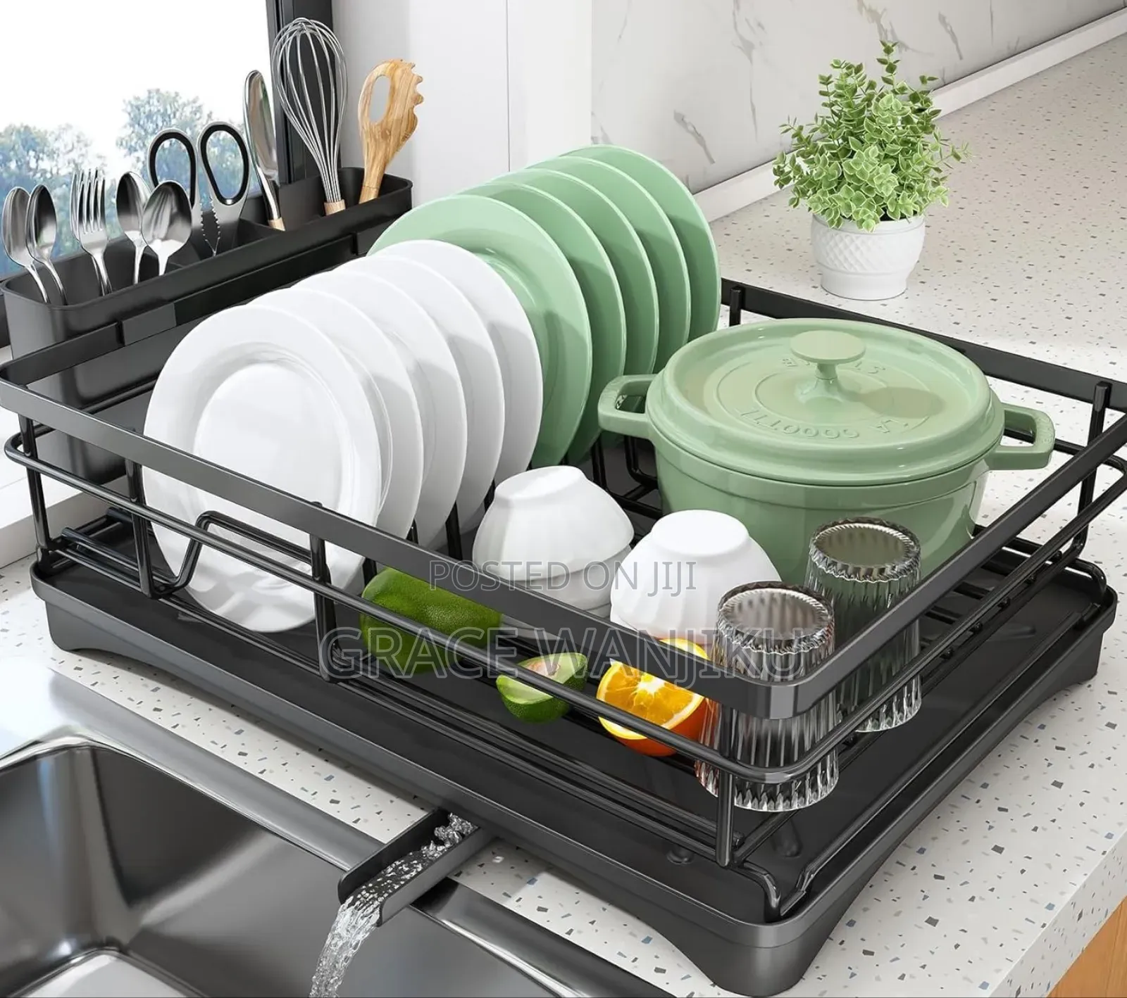 All in 1 Single Layer Over the Sink Kitchen Rack Dish Drainer *