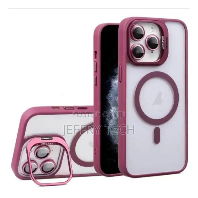 Burgundy Magnetic Case for iPhone 12 Pro, Camera Bracket, Camera Prote