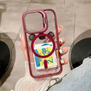 Burgundy Magnetic Case for iPhone 12 Pro, Camera Bracket, Camera Prote