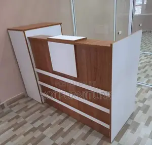 Reception Desk; Modern 1.6m Brown and White Executive Reception Table