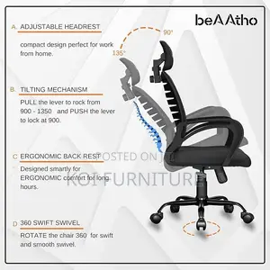 Office Chairs; Ergonomic Office Seat With Adjustable Headrest