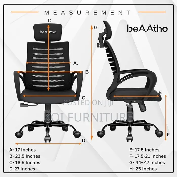 Office Chairs; Ergonomic Office Seat With Adjustable Headrest