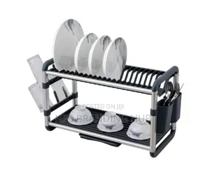 2 Tier High Quality Aluminum+ Plastic Dish Rack Ao