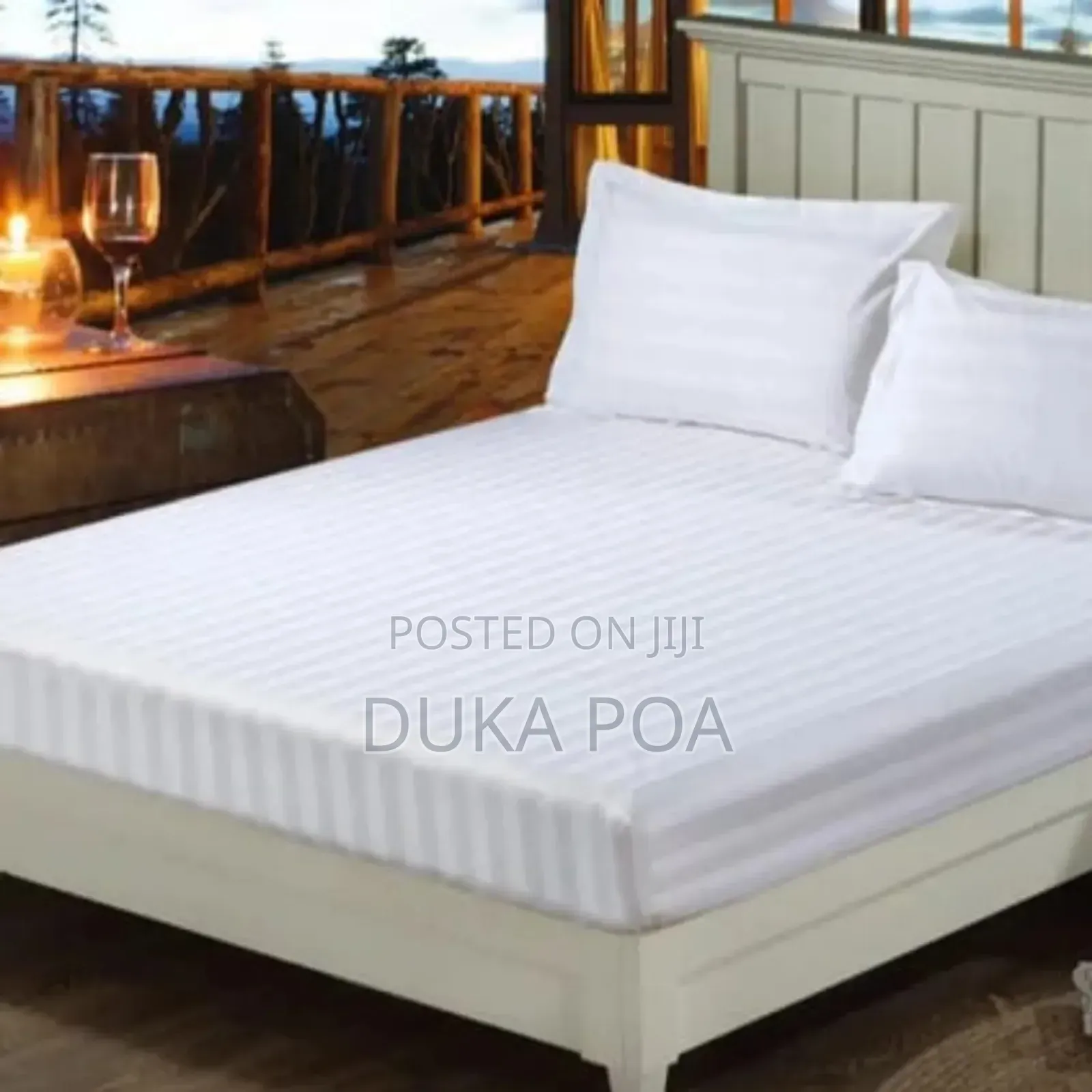 White 6 by 6 Stripped Bedsheets