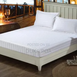 White 6 by 6 Stripped Bedsheets