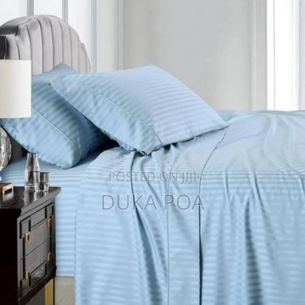 6 by 6 Blue Striped Bedsheets Set - main view