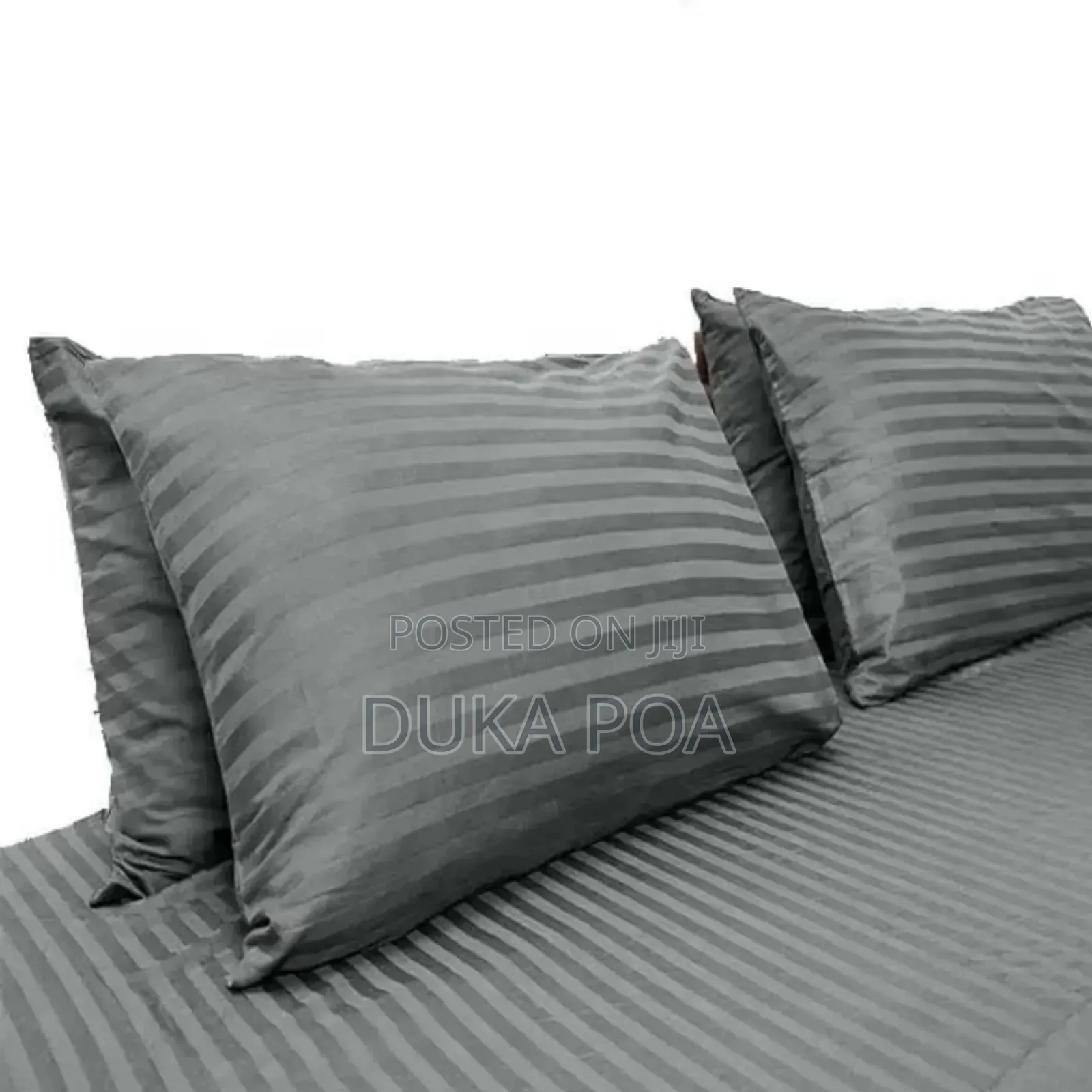 6 by 6 Gray Stripped Bedsheets Set