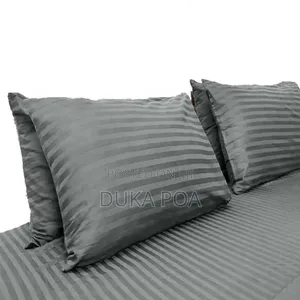 6 by 6 Gray Stripped Bedsheets Set