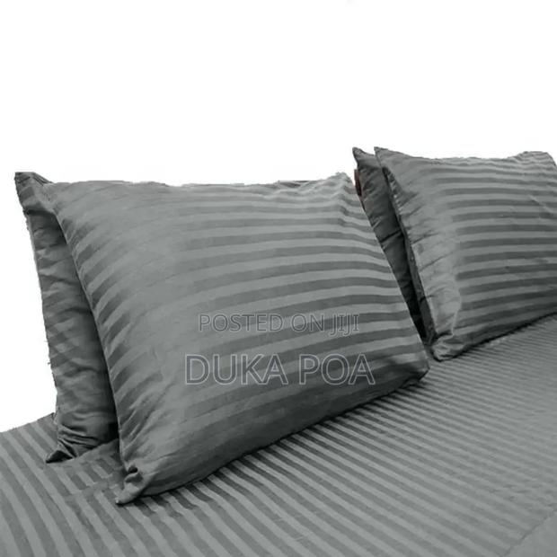 6 by 6 Gray Stripped Bedsheets Set