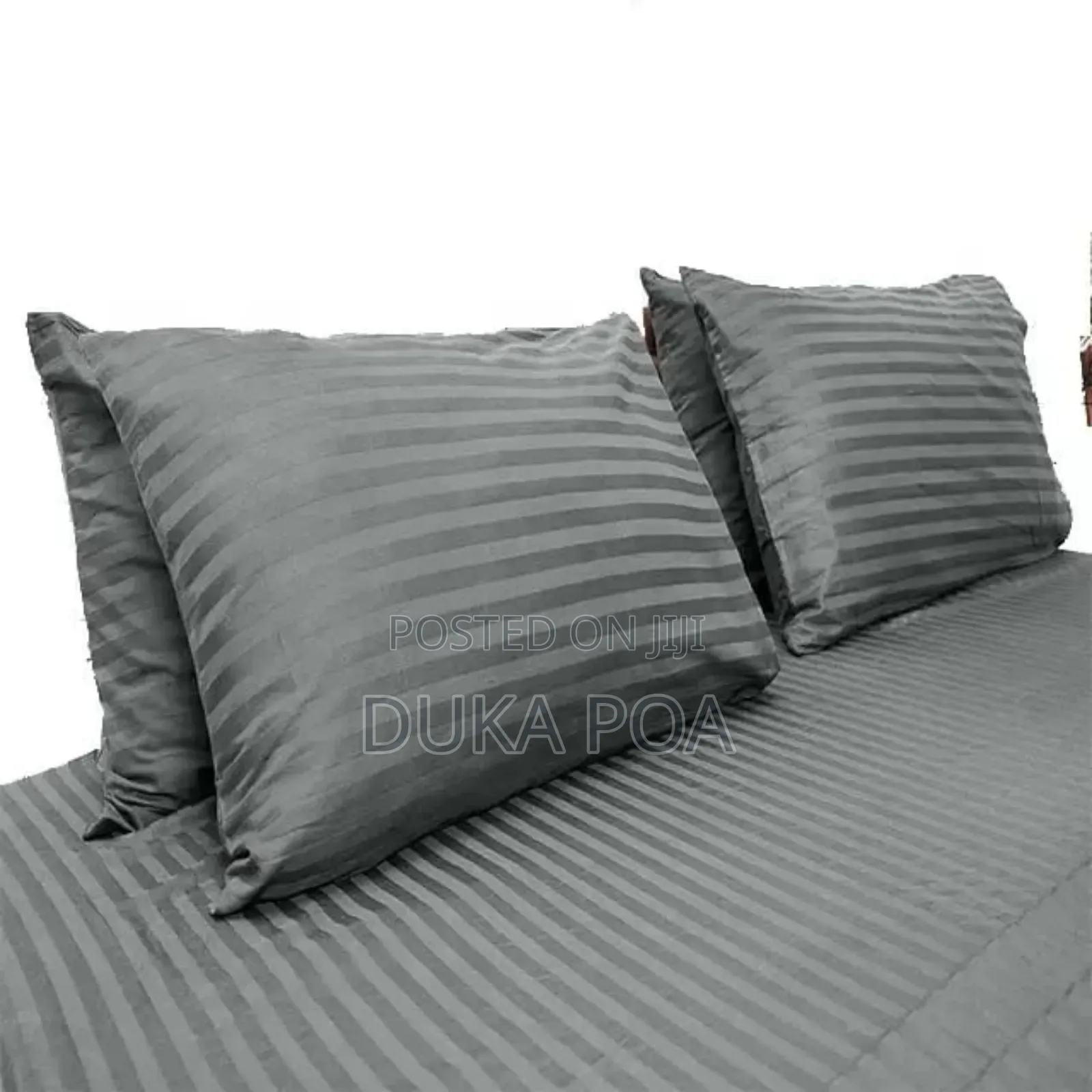 6 by 6 Gray Stripped Bedsheets Set