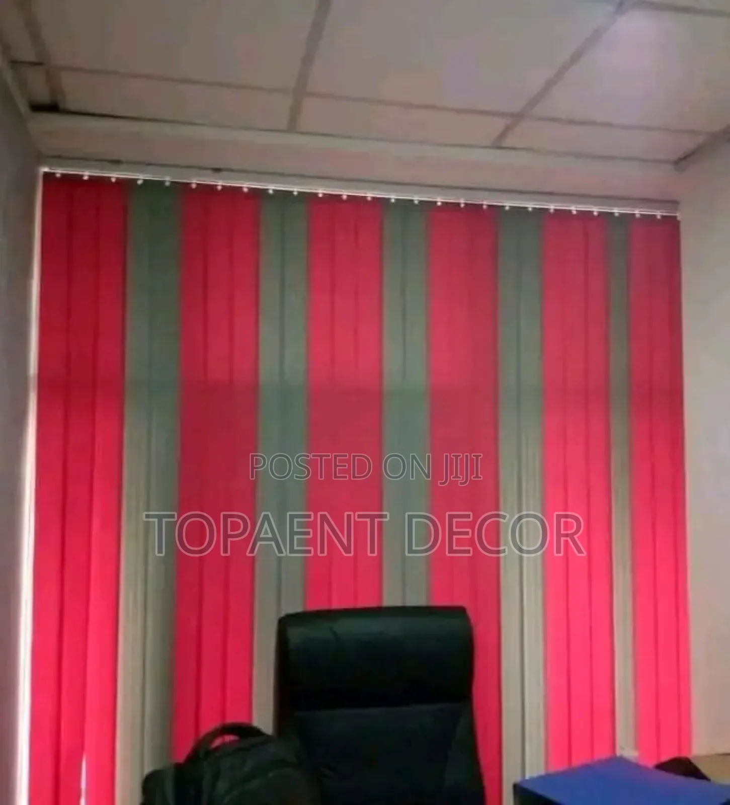 Red and Grey Sleek Finish Vertical Office Window Blinds