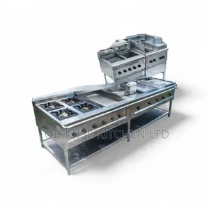 Combined Cooking Units With 4burner, Griddle , Fryer and Chips Dumber
