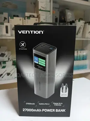 Vention 27000 Mah 140w Power Bank Fast Charging 3-Port Laptop Charger.
