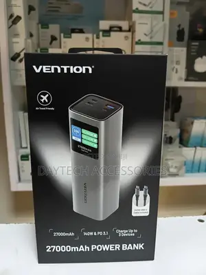 Vention 27000 Mah 140w Power Bank Fast Charging 3-Port Laptop Charger.