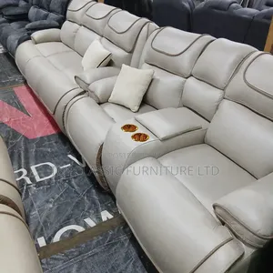 5seater Fiber Semi Recliner Cream