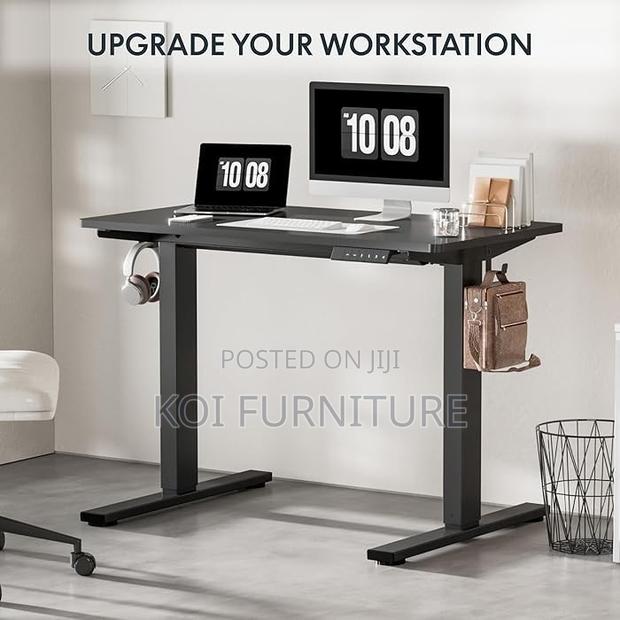 Office Desk; 1.2 Meter Black Height Adjustable Office Desk