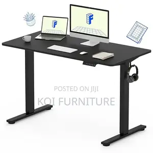 Office Desk; 1.2 Meter Black Height Adjustable Office Desk