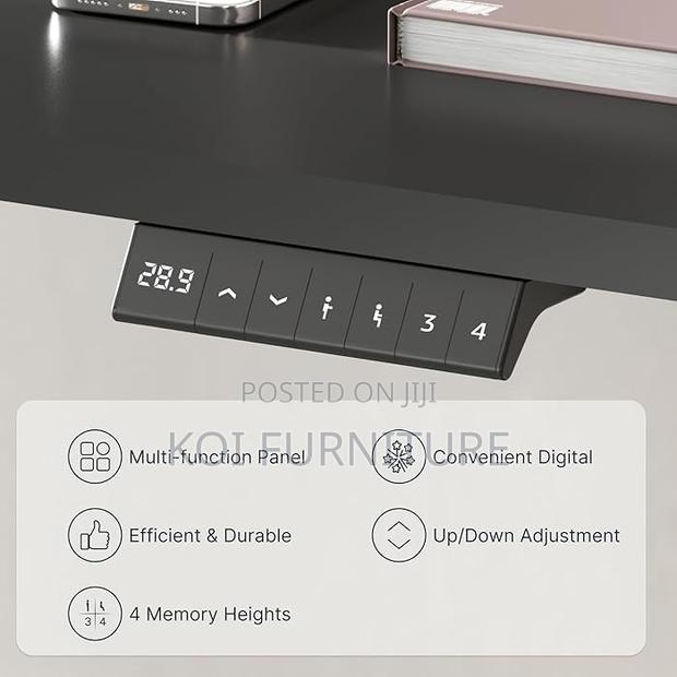 Office Desk; 1.2 Meter Black Height Adjustable Office Desk - thumbnail 5