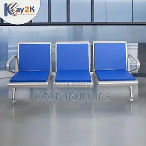 Office Bench; Three Seaters Heavy Leather Padded Reception Bench