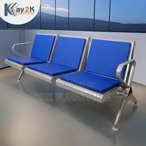 Office Bench; Three Seaters Heavy Leather Padded Reception Bench