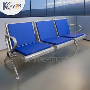 Office Bench; Three Seaters Heavy Leather Padded Reception Bench