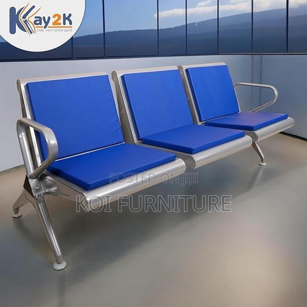 Office Bench; Three Seaters Heavy Leather Padded Reception Bench - thumbnail 5