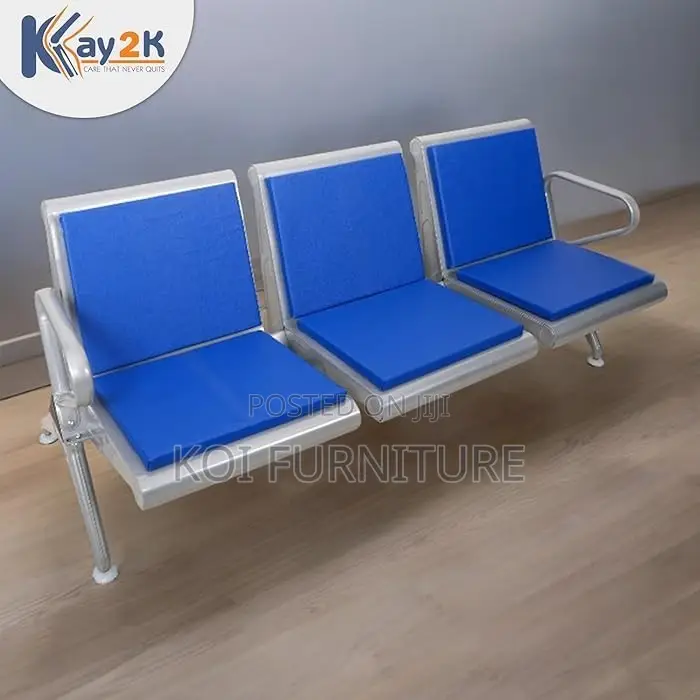 Office Bench; Three Seaters Heavy Leather Padded Reception Bench