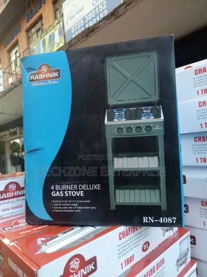 Rashnik 4 Burner Deluxe Gas Stove 
With Shelves 