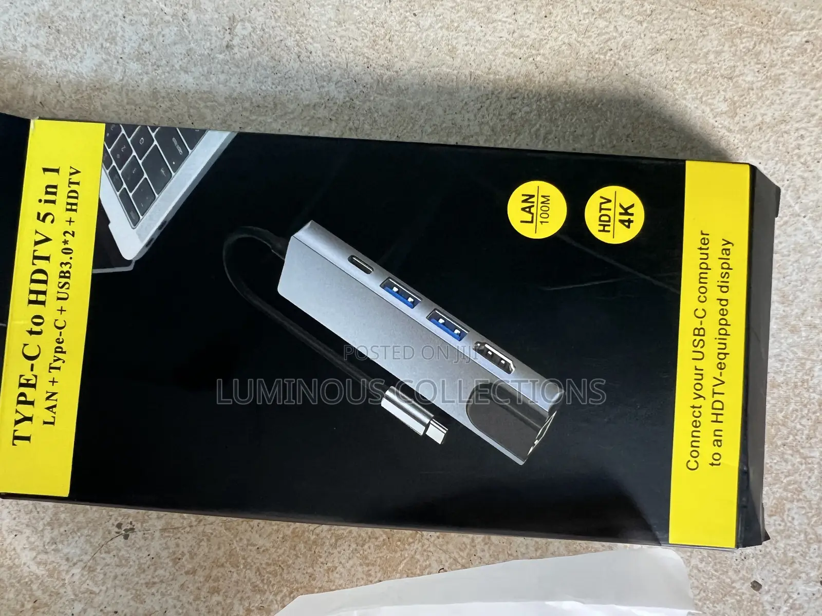 Laptop Type Ac to Hdmi, Usb, Network Rj45, Type C. Compatible With All