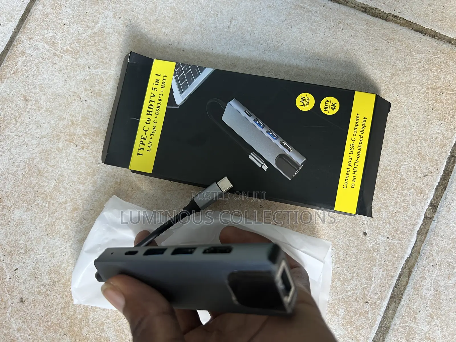 Laptop Type Ac to Hdmi, Usb, Network Rj45, Type C. Compatible With All