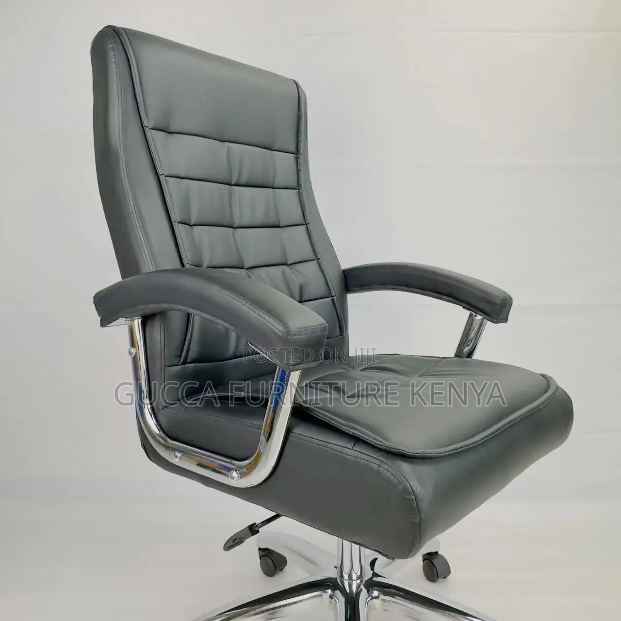 Office Gray Luxury Leather Workstation Chair