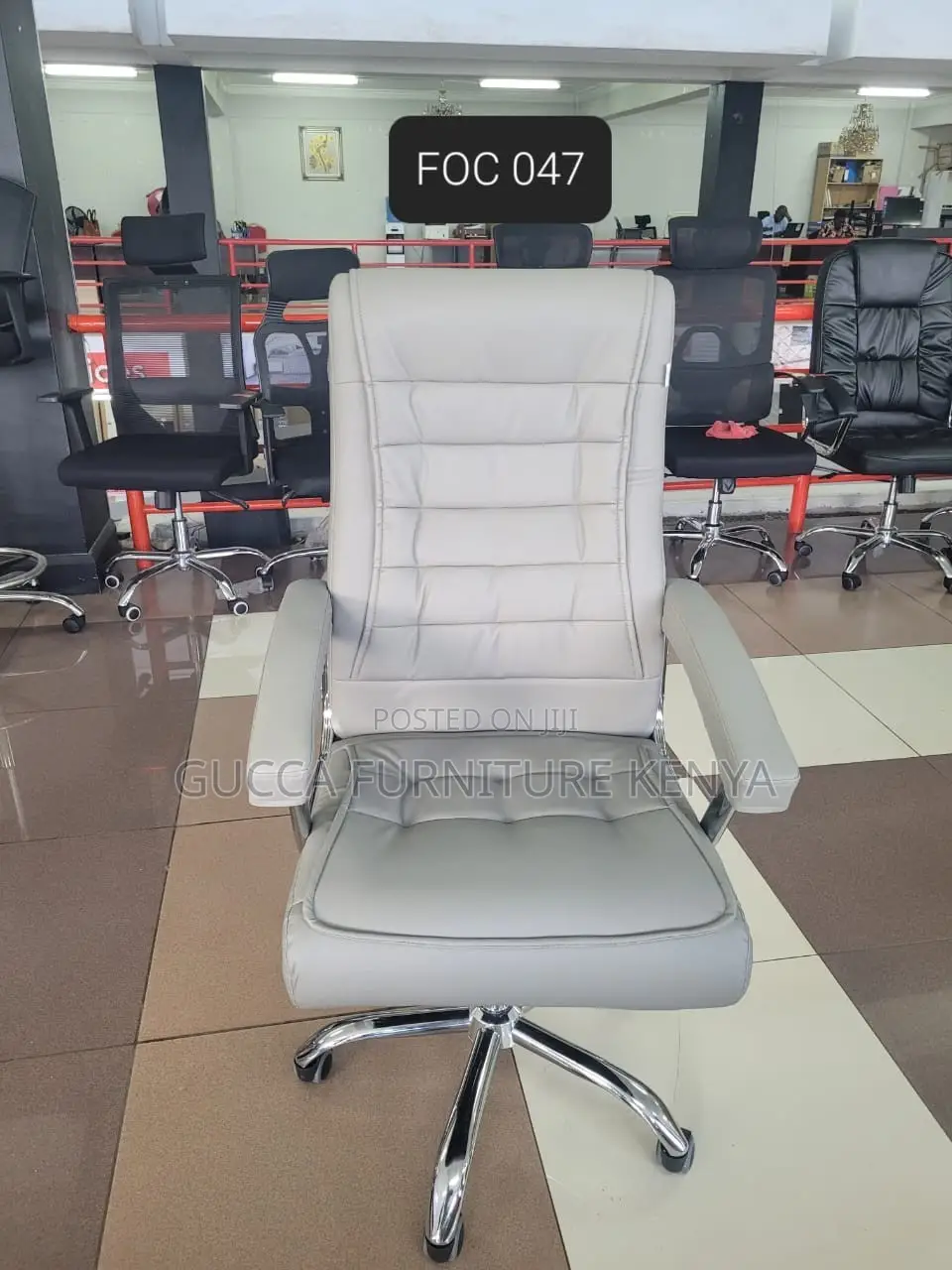 Office Gray Luxury Leather Workstation Chair