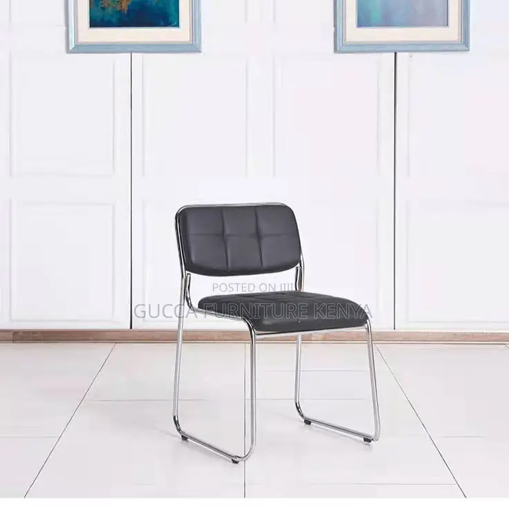 Armless Leather Cushioned Guest Office Seat