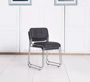 Armless Leather Cushioned Guest Office Seat