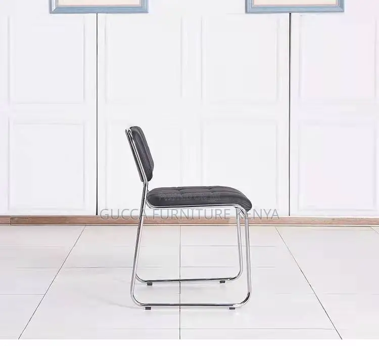 Armless Leather Cushioned Guest Office Seat