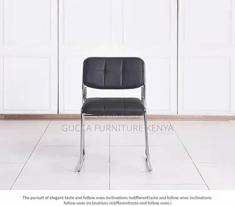 Armless Leather Cushioned Guest Office Seat