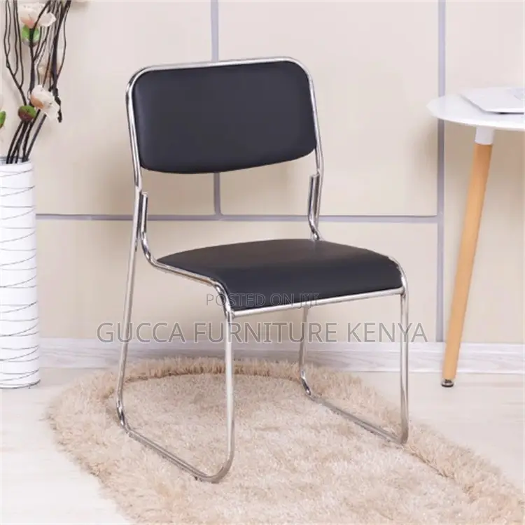 Armless Leather Cushioned Guest Office Seat