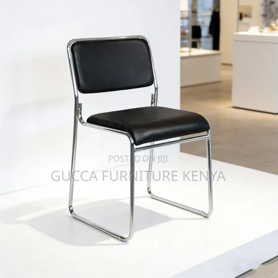 Armless Leather Cushioned Guest Office Seat