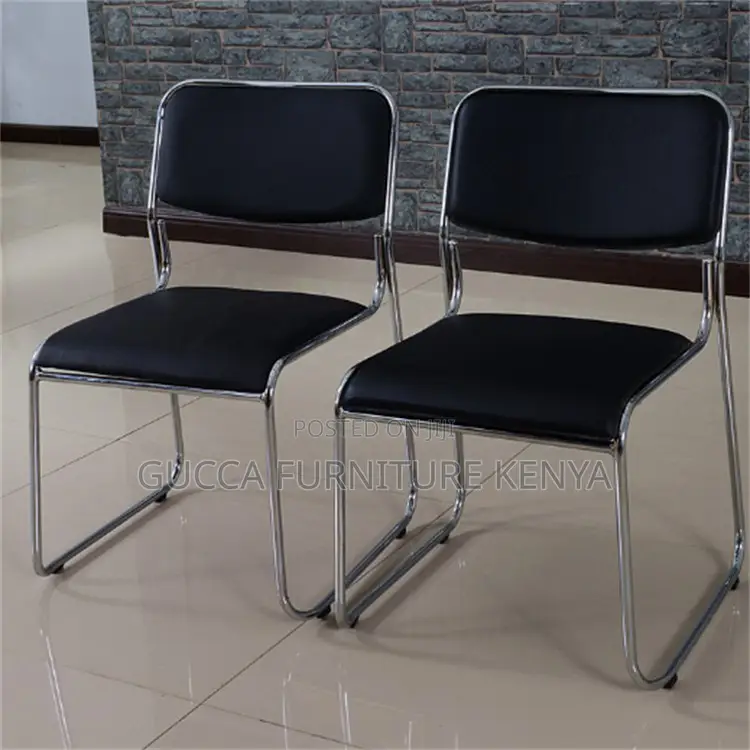 Armless Leather Cushioned Guest Office Seat