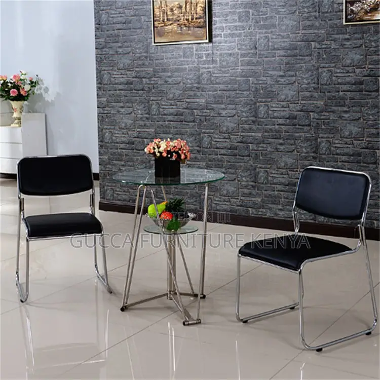 Armless Leather Cushioned Guest Office Seat